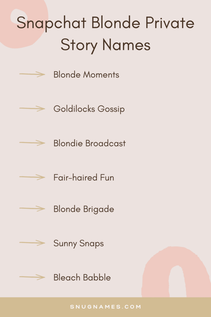 Snapchat Blonde Private Story Names