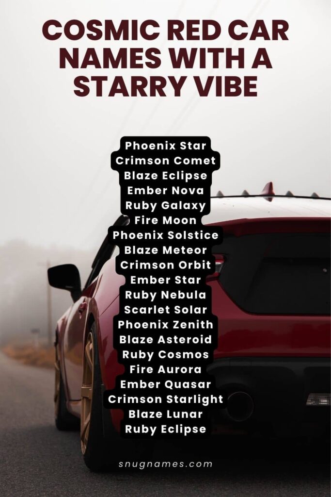 Cosmic Red Car Names with a Starry Vibe