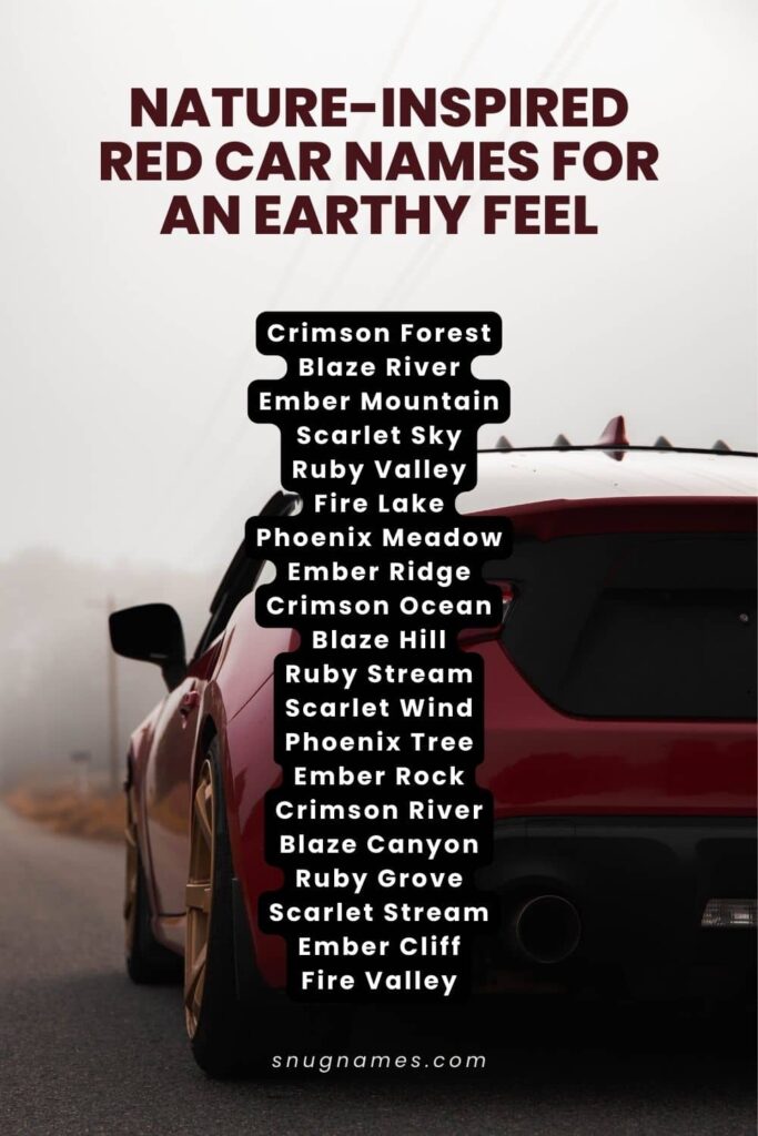 Nature-Inspired Red Car Names for an Earthy Feel