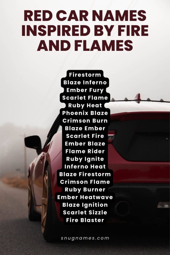 Red Car Names Inspired by Fire and Flames