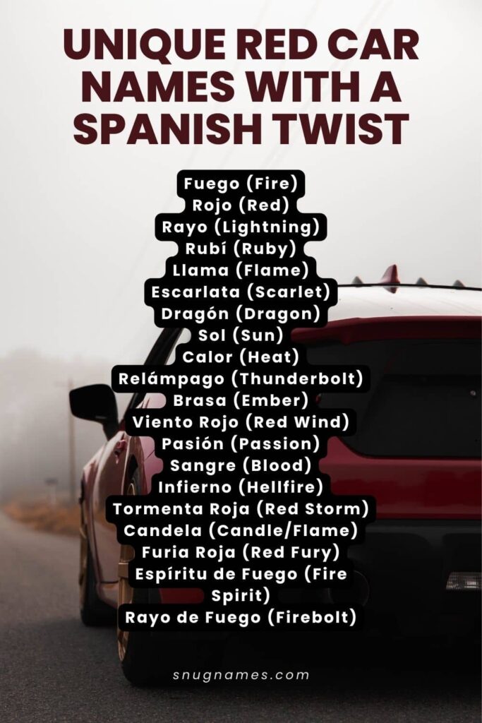 Unique Red Car Names with a Spanish Twist