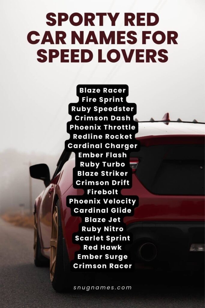 Sporty Red Car Names for Speed Lovers