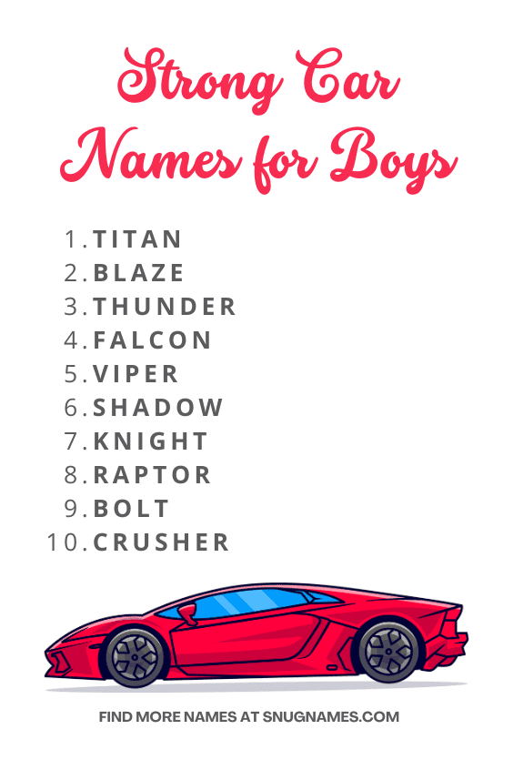 Strong Car Names for Boys