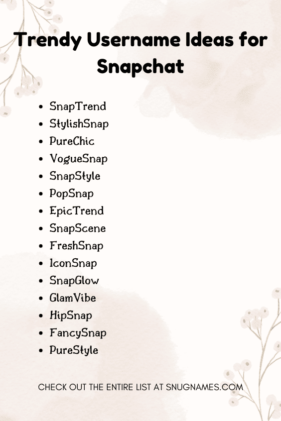 Trendy Username Ideas for Snapchat