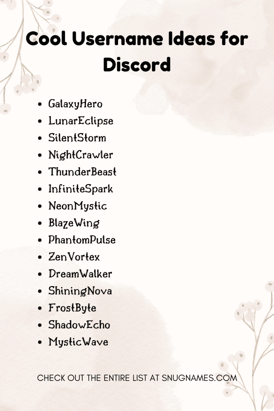 Cool Username Ideas for Discord