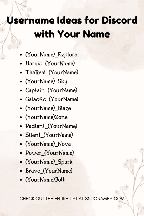 Username Ideas for Discord with Your Name