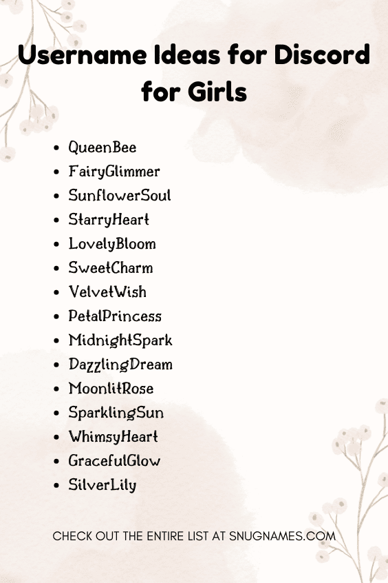 Username Ideas for Discord for Girls