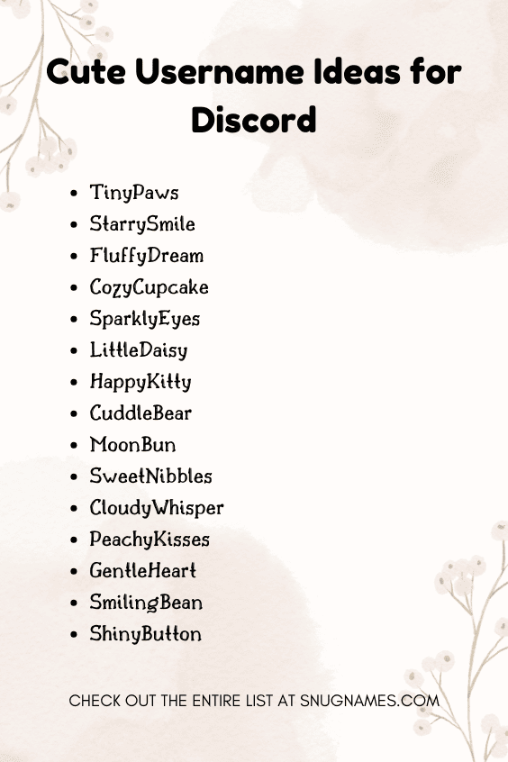 Cute Username Ideas for Discord
