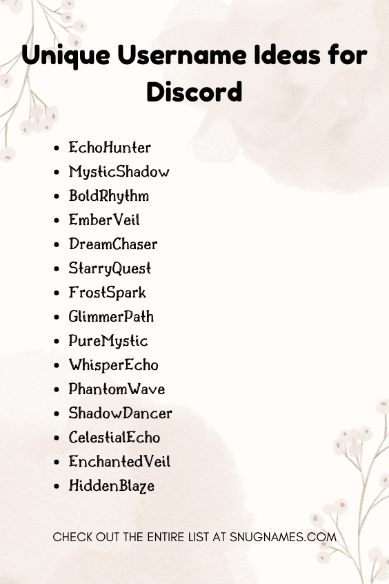 Unique Username Ideas for Discord