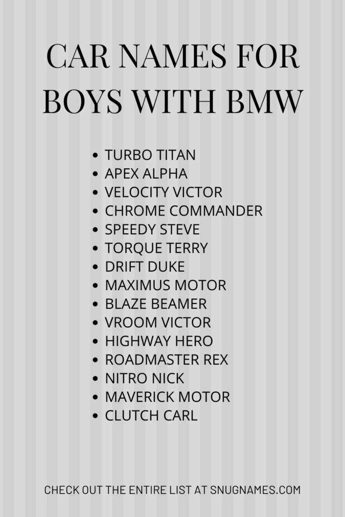 Car Names for Boys with BMW