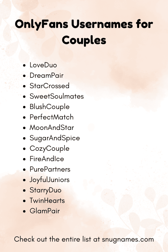 OnlyFans Usernames for Couples