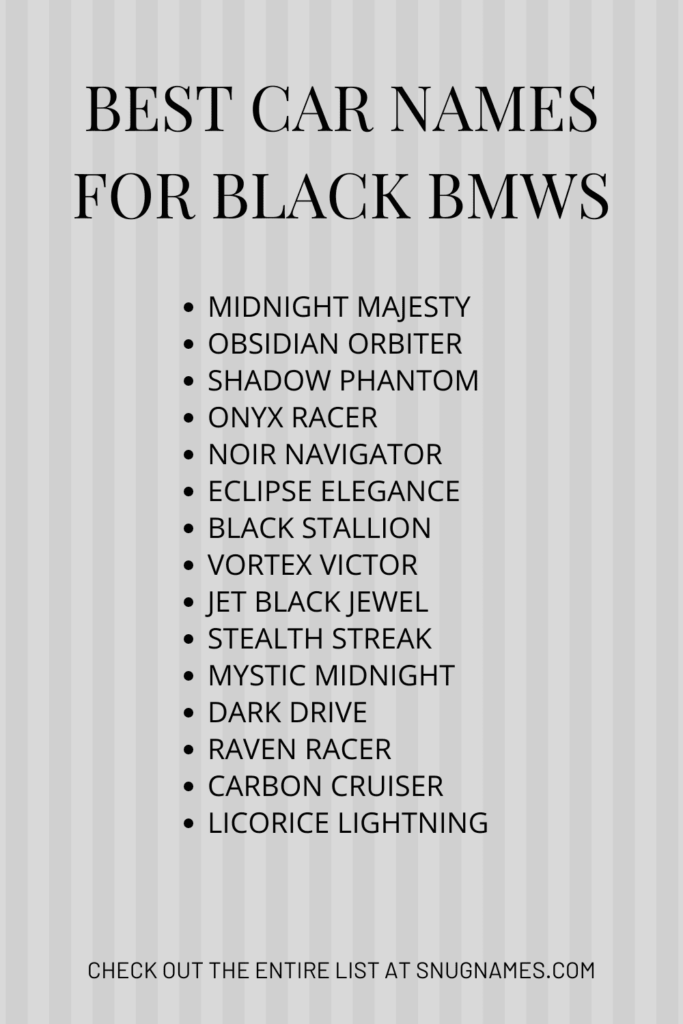 Best Car Names for Black BMWs