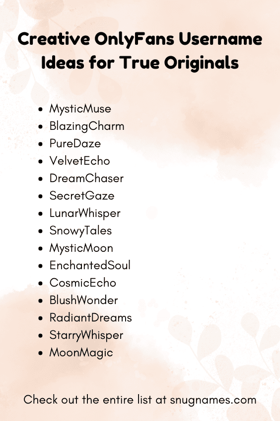 Creative OnlyFans Username Ideas for True Originals