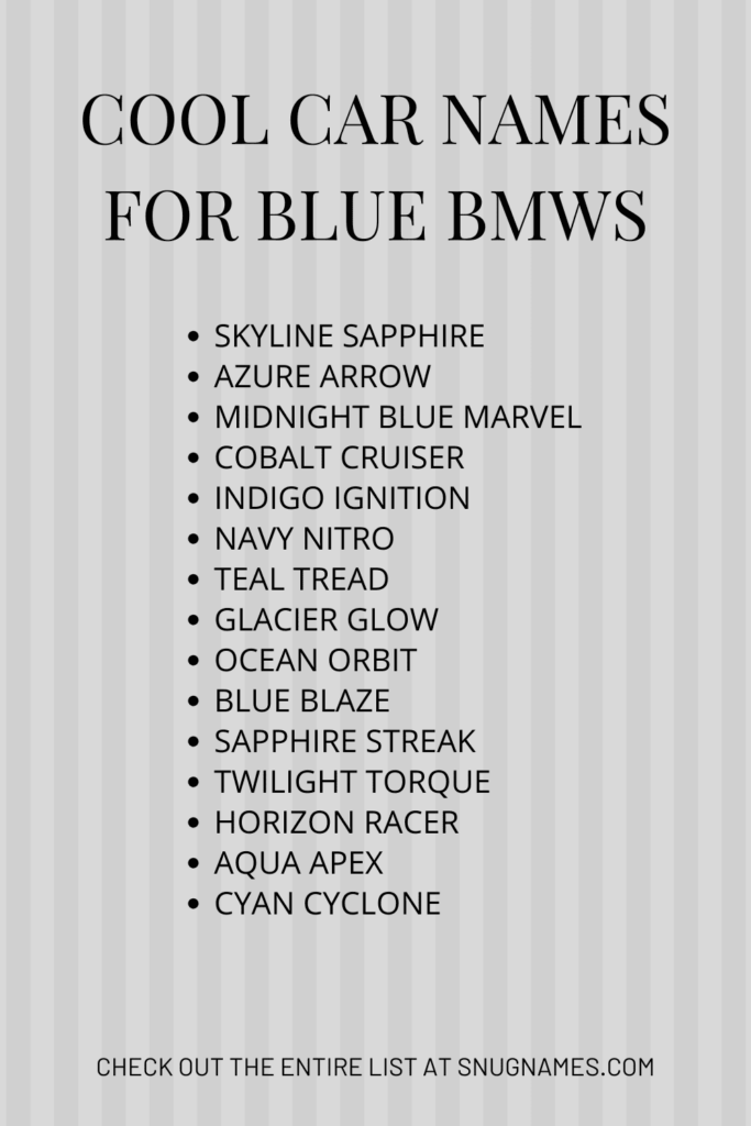 Cool Car Names for Blue BMWs