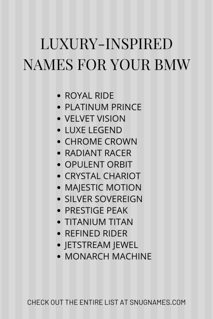 Luxury-Inspired Names for Your BMW