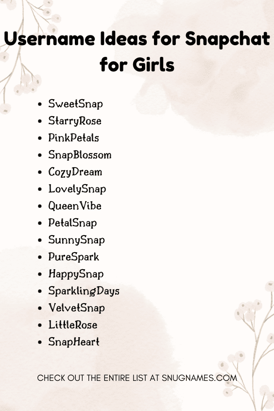 Username Ideas for Snapchat for Girls