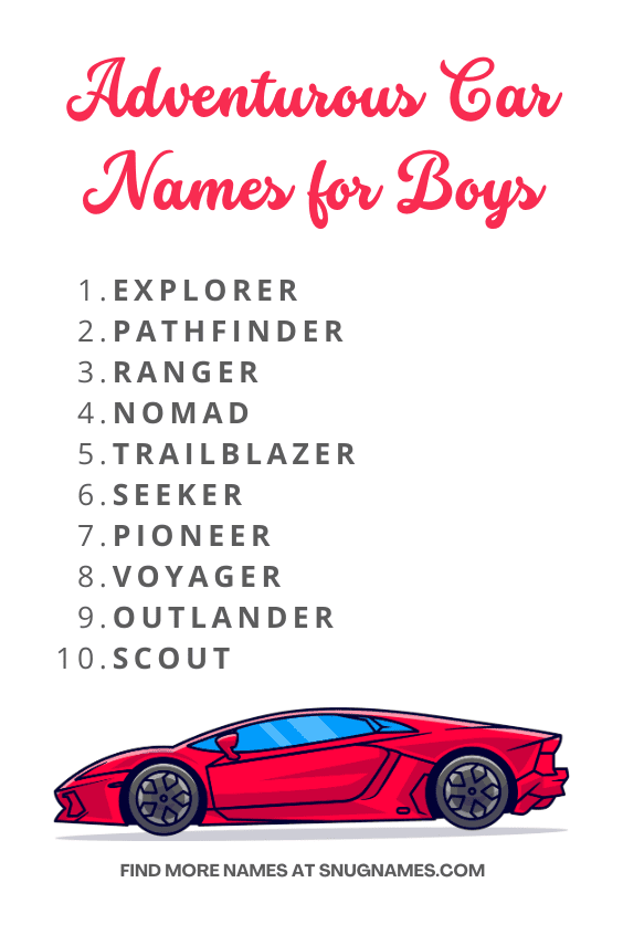 Adventurous Car Names for Boys