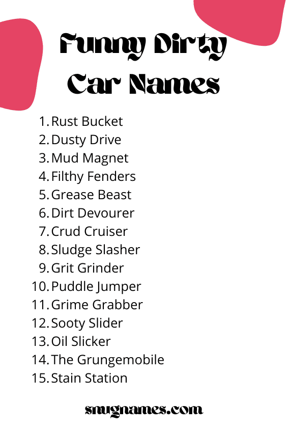 Funny Dirty Car Names