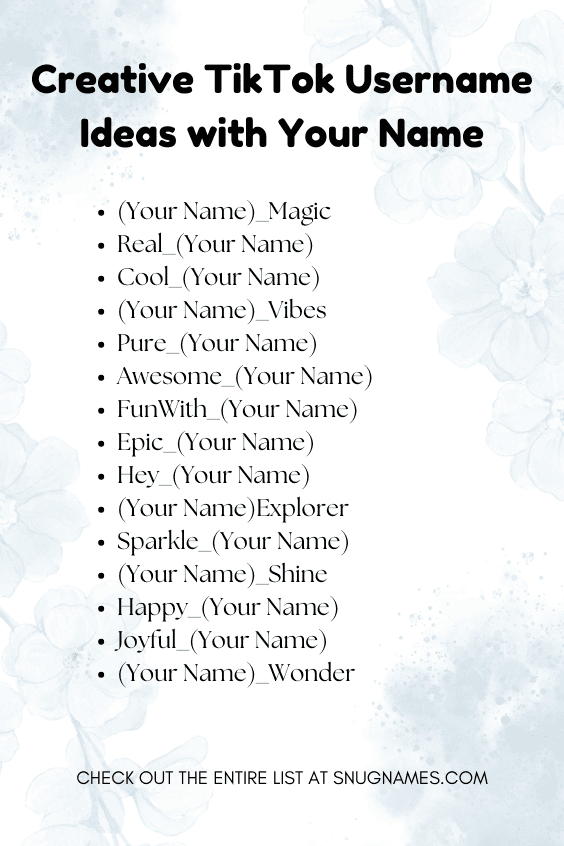 Creative TikTok Username Ideas with Your Name