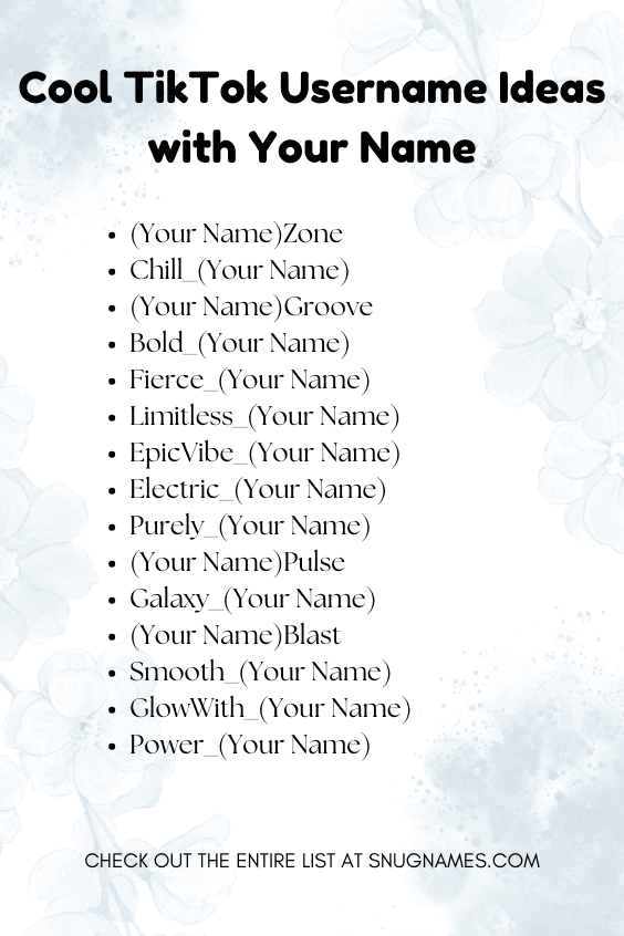 Cool TikTok Username Ideas with Your Name