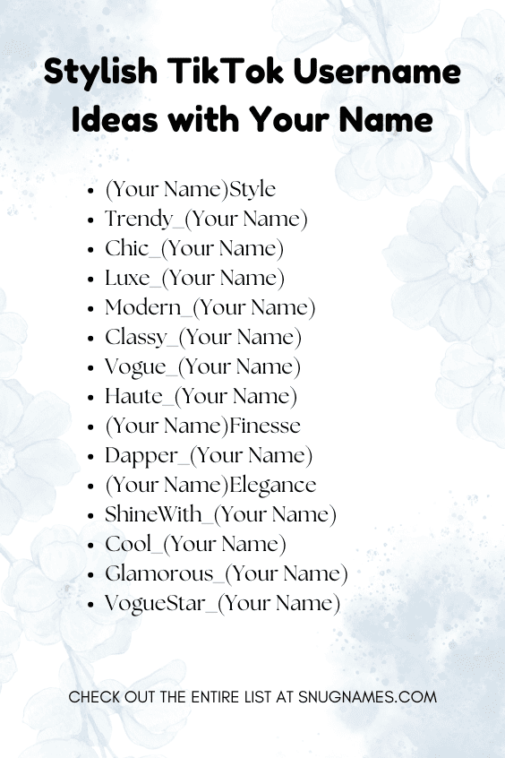 Stylish TikTok Username Ideas with Your Name