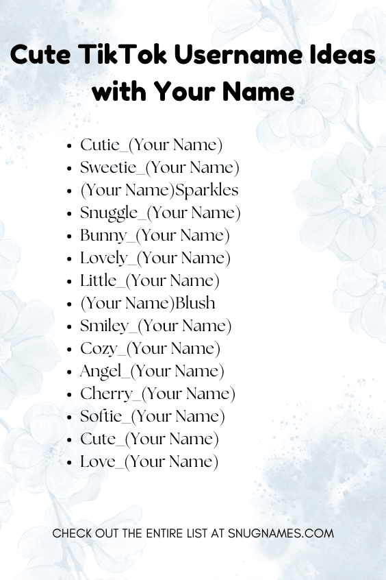 Cute TikTok Username Ideas with Your Name