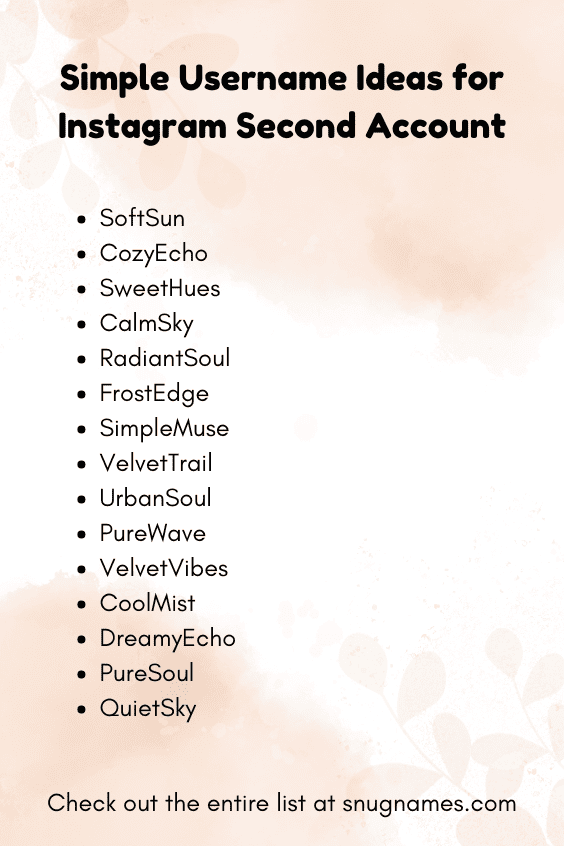 Simple Username Ideas for Instagram Second Account