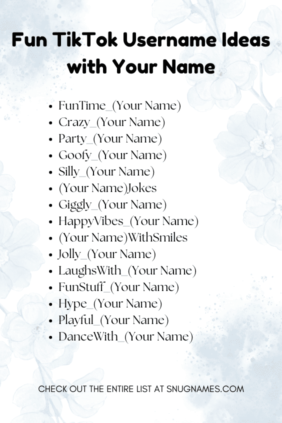 Fun TikTok Username Ideas with Your Name
