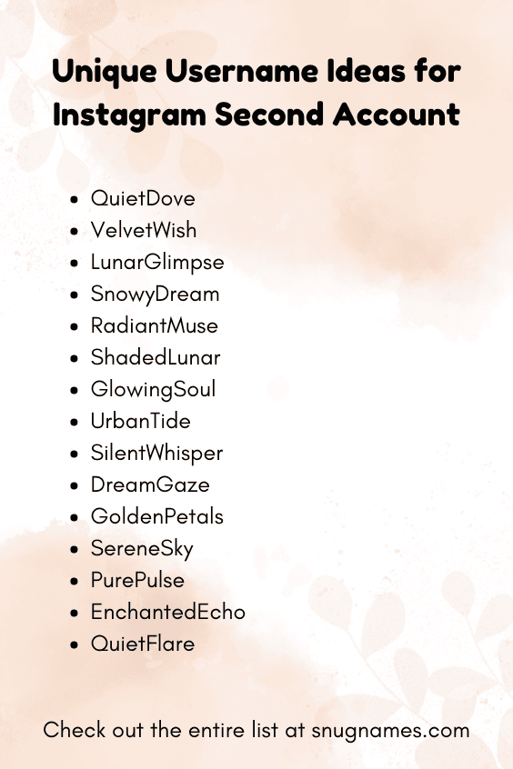 Unique Username Ideas for Instagram Second Account