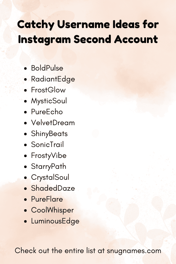 Catchy Username Ideas for Instagram Second Account