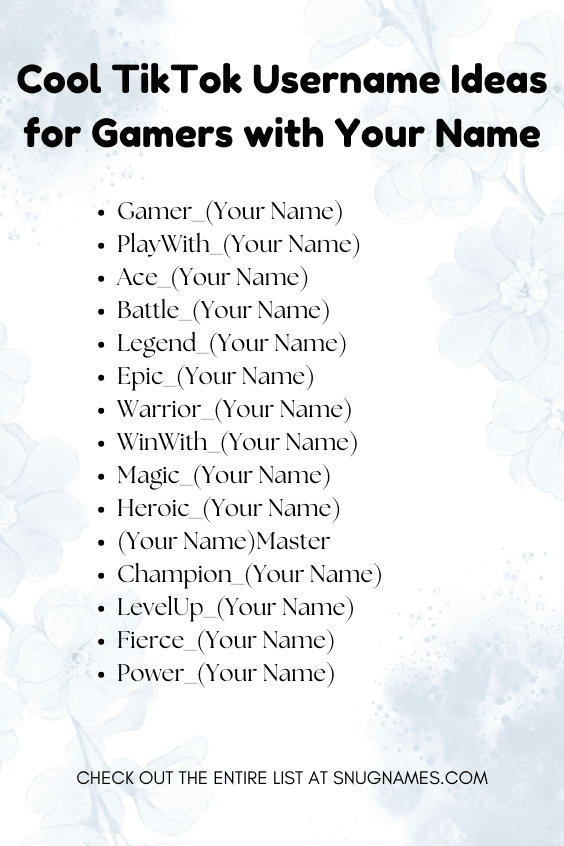 Cool TikTok Username Ideas for Gamers with Your Name