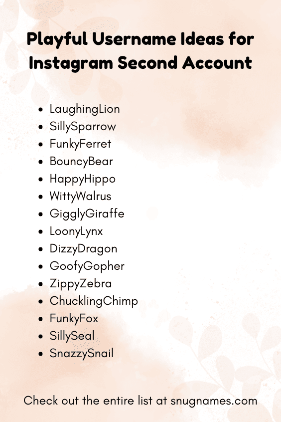 Playful Username Ideas for Instagram Second Account
