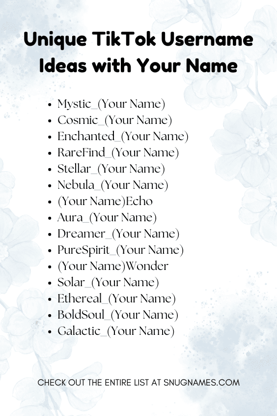 Unique TikTok Username Ideas with Your Name