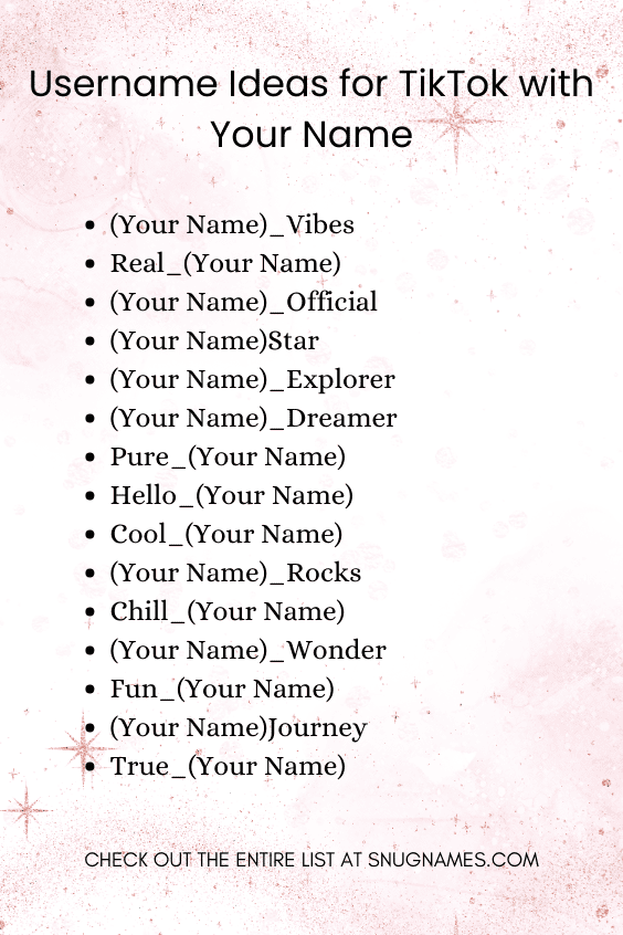 Username Ideas for TikTok with Your Name