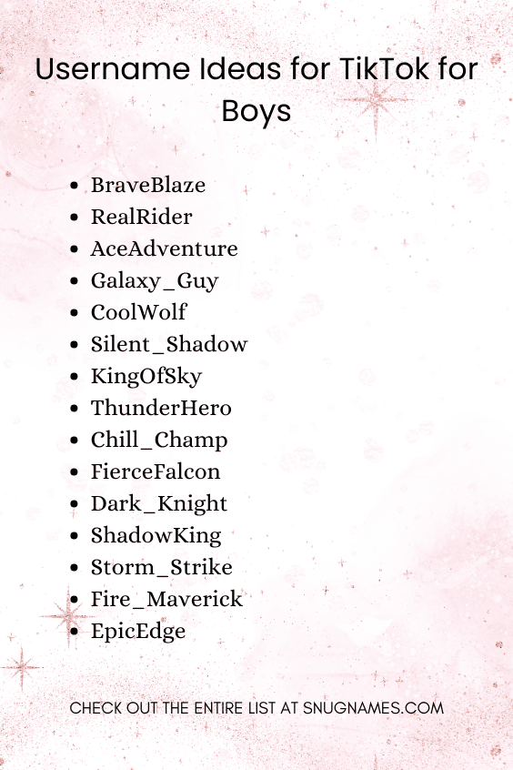 Username Ideas for TikTok for Boys