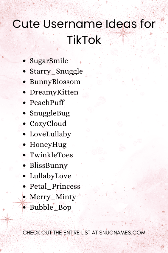 Cute Username Ideas for TikTok