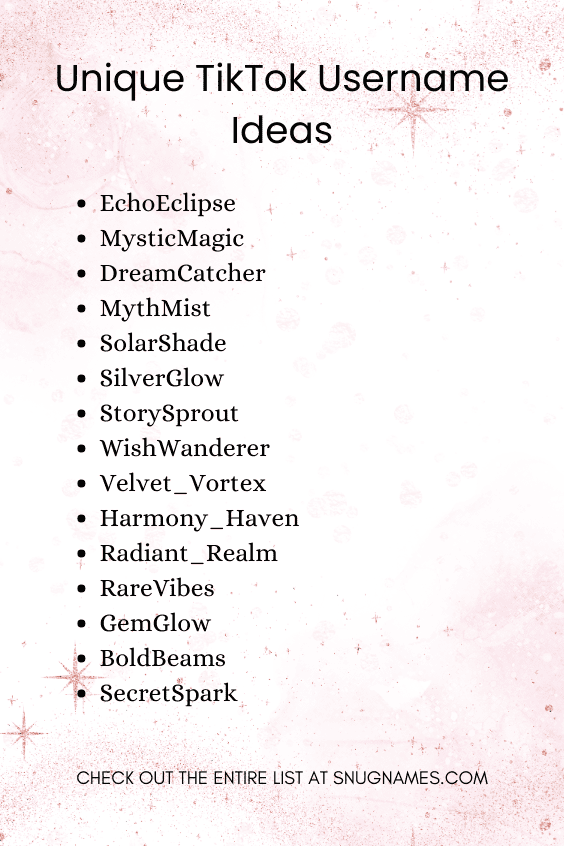Unique TikTok Username Ideas