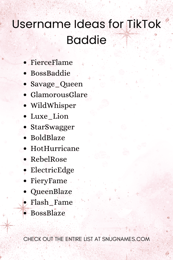 Username Ideas for TikTok Baddie