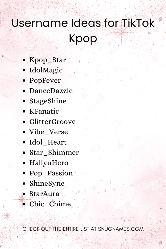 Username Ideas for TikTok Kpop