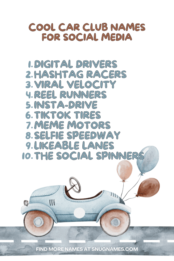 Cool Car Club Names for Social Media