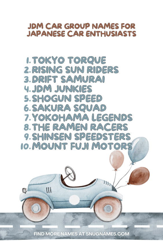 JDM Car Group Names for Japanese Car Enthusiasts