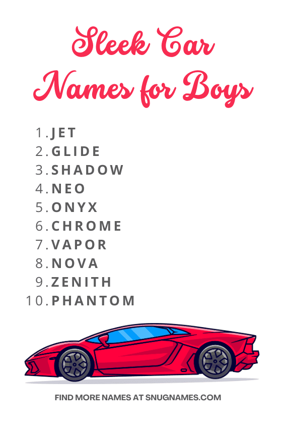 Sleek Car Names for Boys