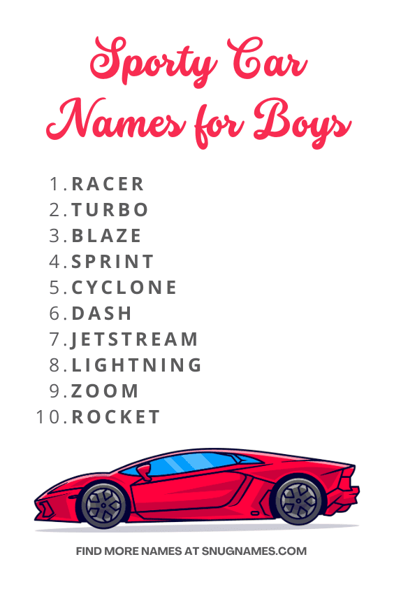 Sporty Car Names for Boys