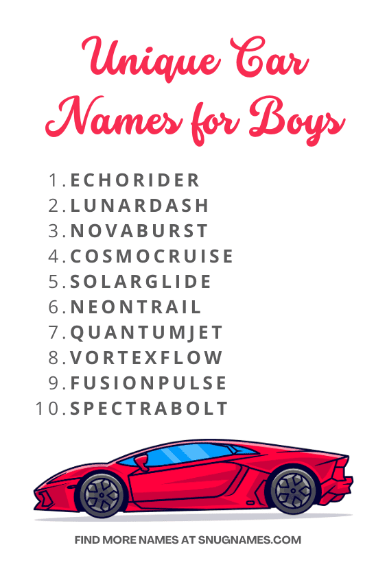 Unique Car Names for Boys